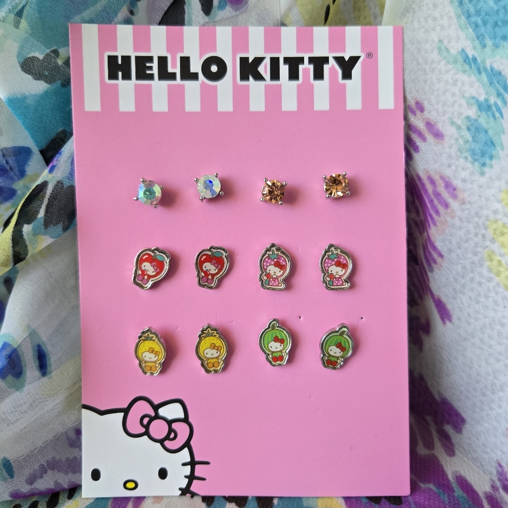 🍓Hello Kitty Fruity Stud Earrings: Set of 6!